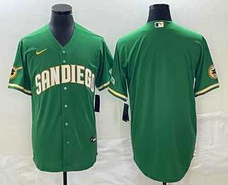 Men%27s San Diego Padres Blank Green Cool Base Stitched Baseball Jersey